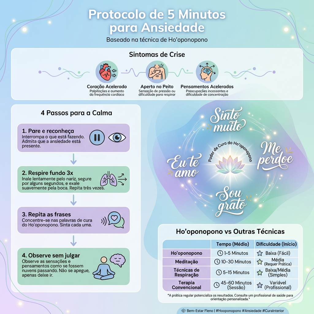Infográfico: Protocolo de 5 Minutos para Ansiedade
