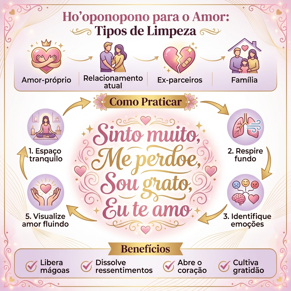 Infográfico: Ho'oponopono para o Amor - Tipos de Limpeza