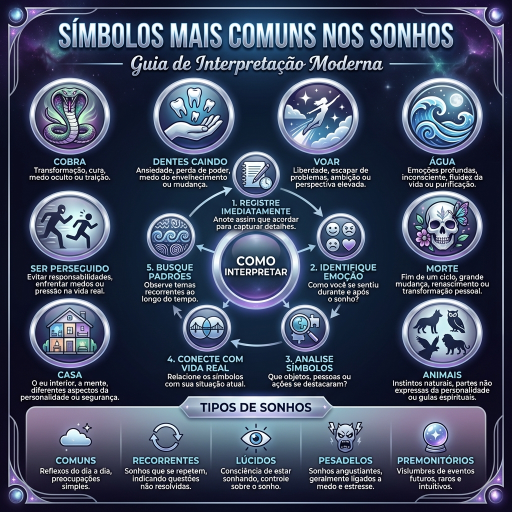 Infográfico: Símbolos Mais Comuns nos Sonhos